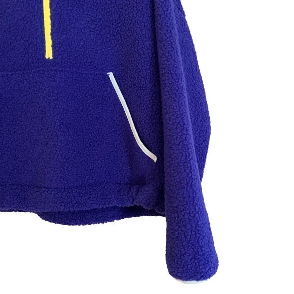 NWT Target Wild Fable Blue Hooded Sherpa Pullover Quarter Zip Sweatshirt Size L - Picture 5 of 9